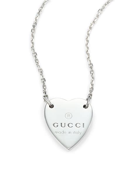 gucci silver necklace heart|gucci silver and onyx necklace.